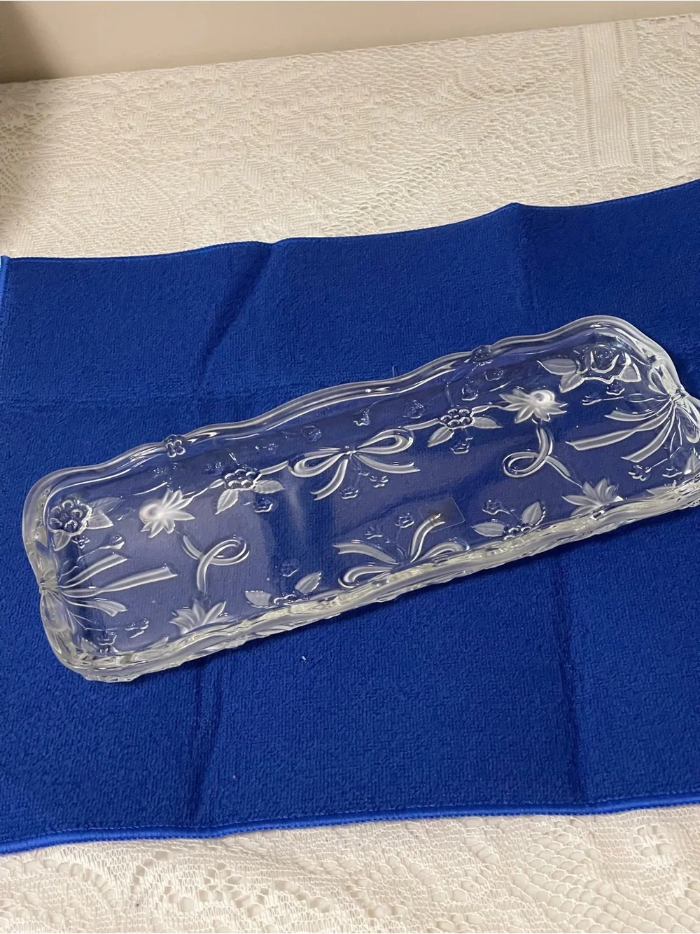Mikasa Clear Floral Glass Vanity Tray